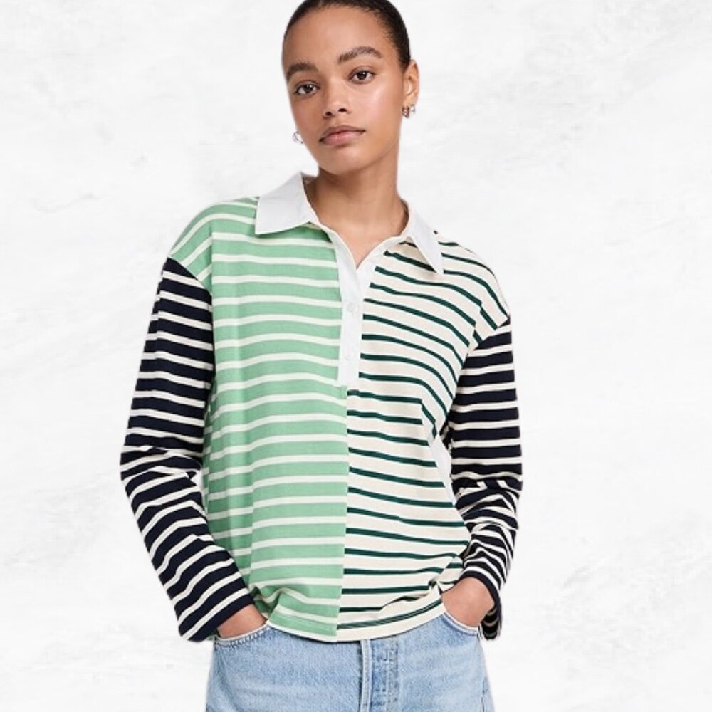 English Factory Knit Stripe Colorblock Top